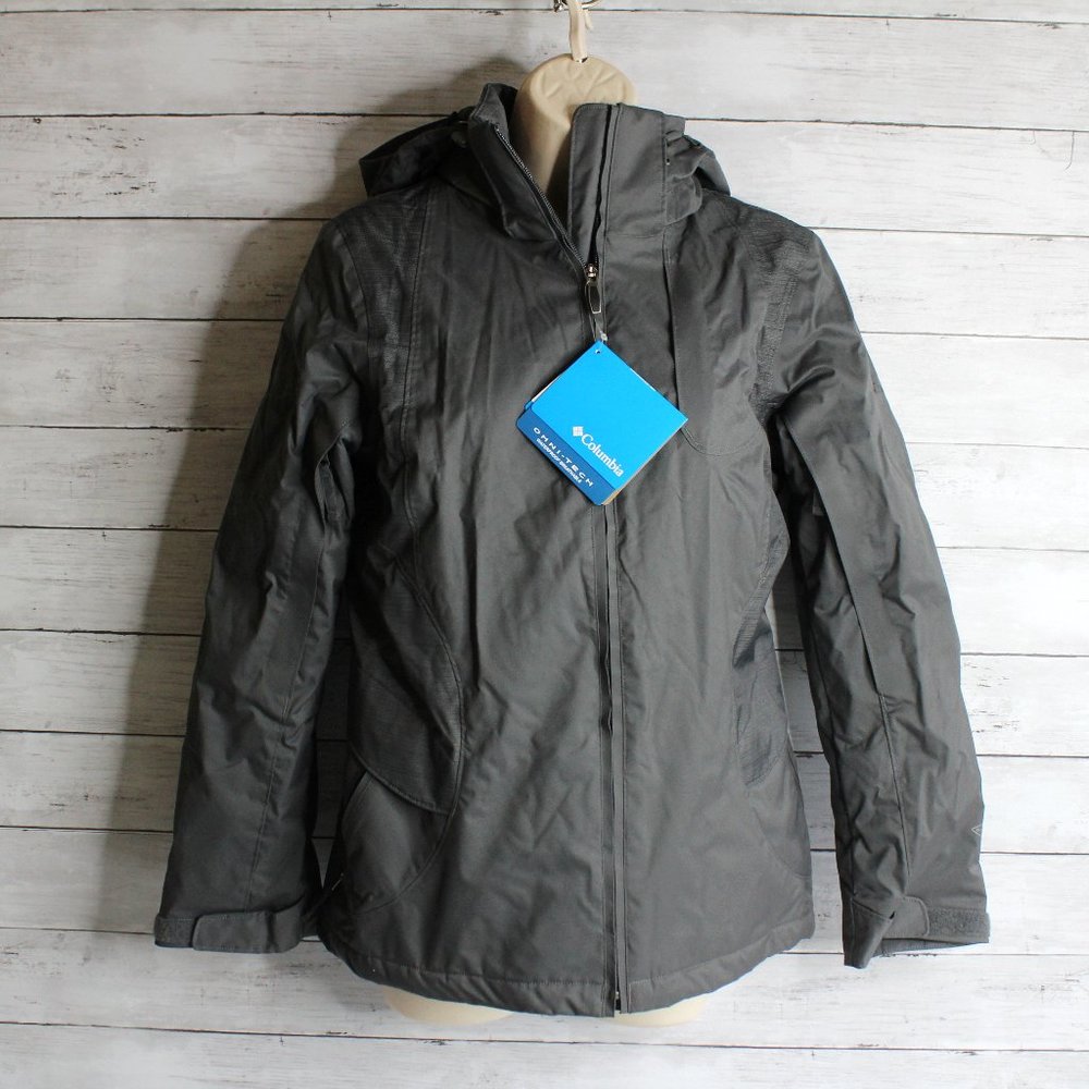 Columbia Women's Winter Ski Jacket Size XS Gray Hooded Vented